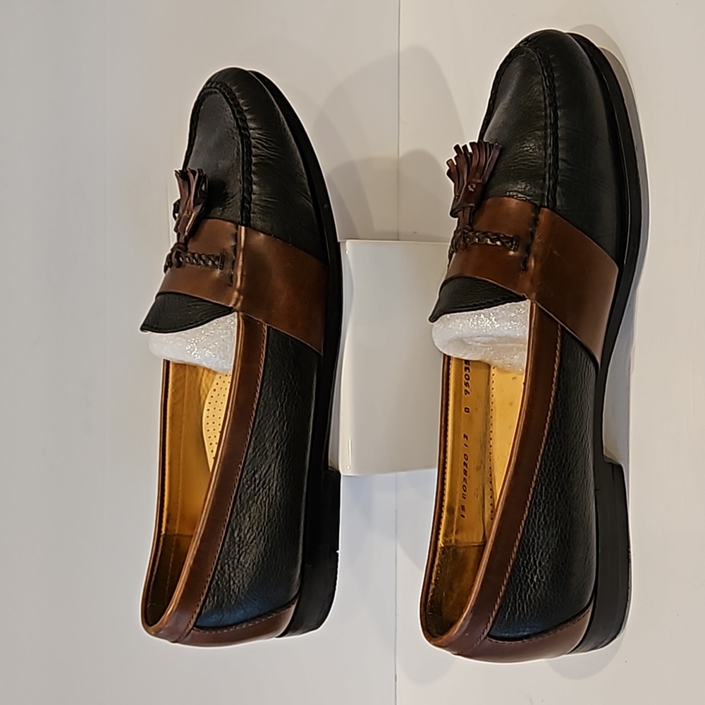 Cole Haan Slip On Vintage Moc Pinch Tassel Pebble 2Tone Brown 12D